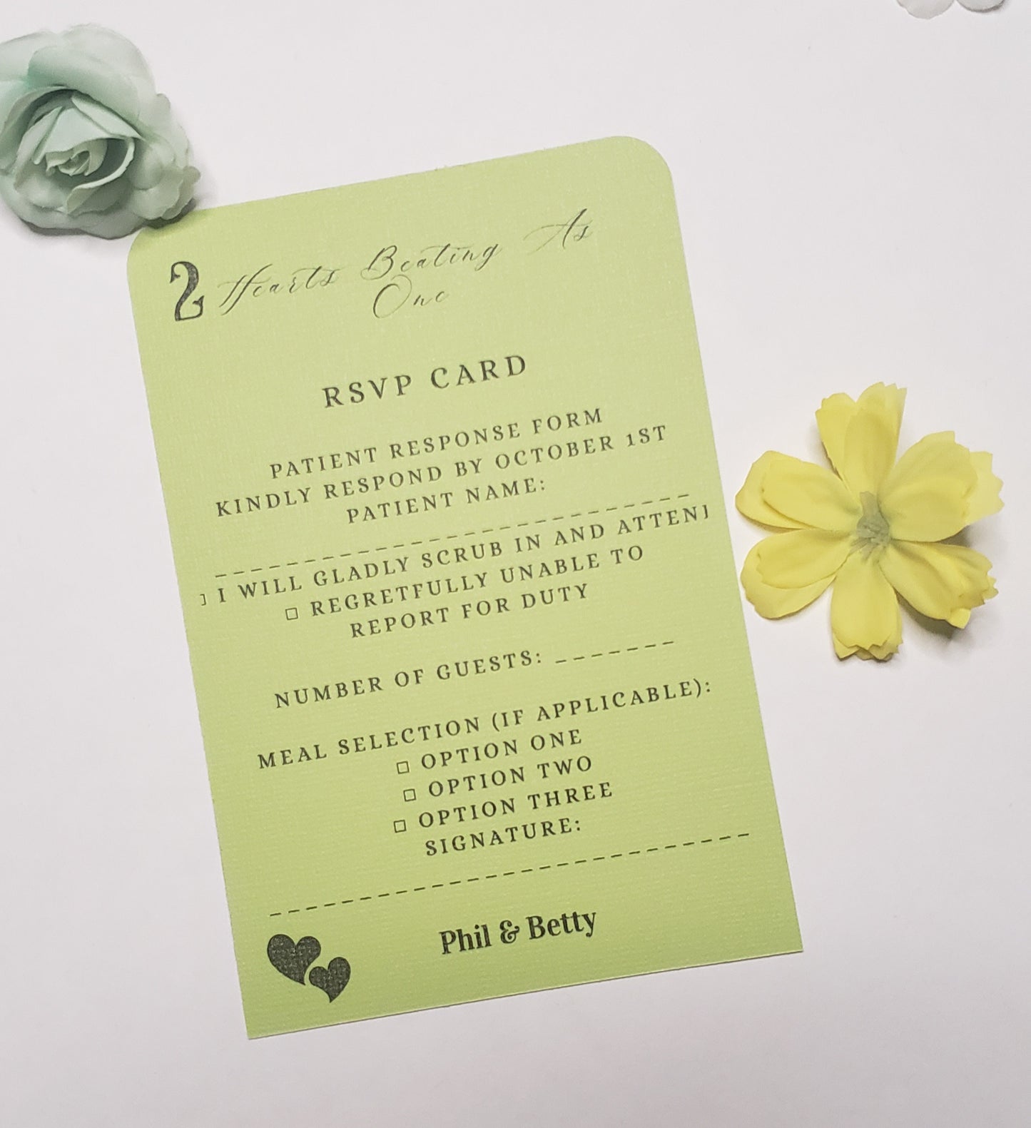 Wedding Invite(ready made) Medical theme