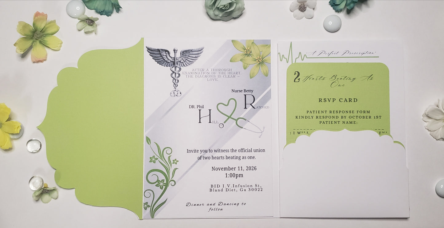 Wedding Invite(ready made) Medical theme