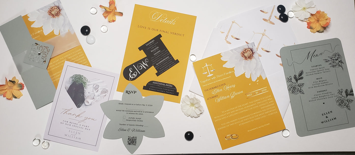 wedding invite(ready made) legal professional theme
