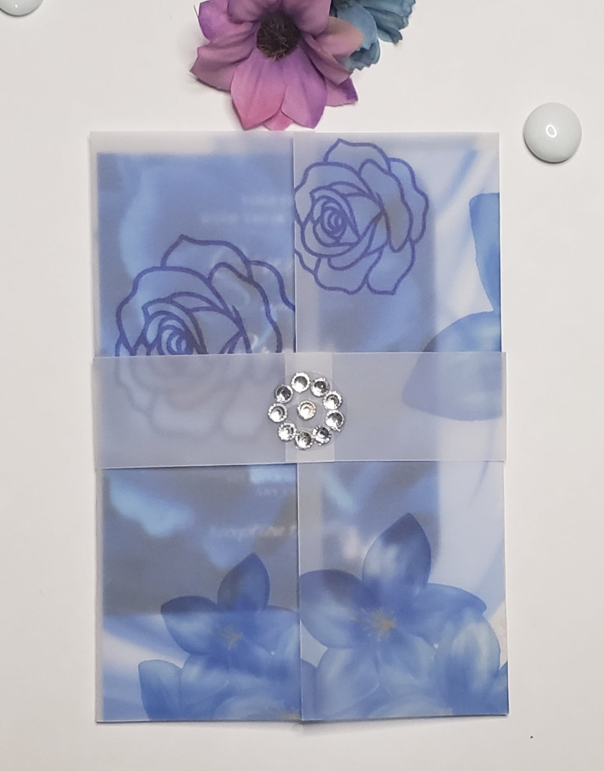 Wedding Invite(ready made) The Sapphire Bloom suite