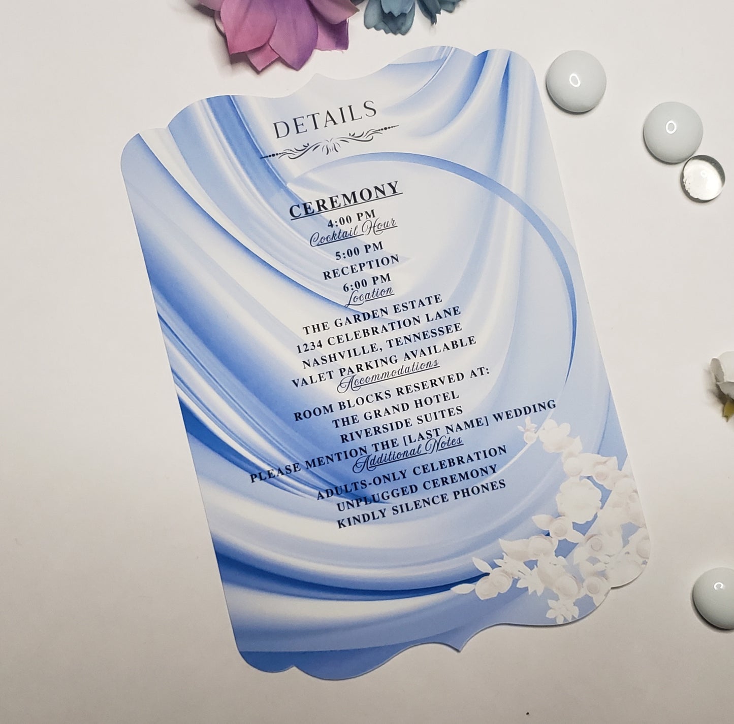 Wedding Invite(ready made) The Sapphire Bloom suite